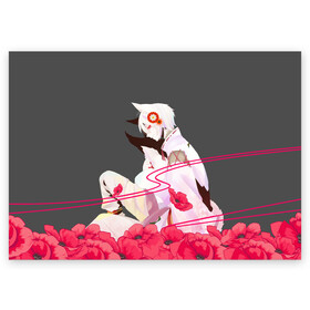 Поздравительная открытка с принтом Flower Tomoe в Петрозаводске, 100% бумага | плотность бумаги 280 г/м2, матовая, на обратной стороне линовка и место для марки
 | akura | kamisama kiss | kitsune | mizuki | nanami | tomoe | yokai | акура | аниме | бог | боги | демон лис | демоны | ёкай | змея | йокай | кицуне | лис | мидзуки | мизуки | нанами | неко | очень приятно бог | томое | томоэ