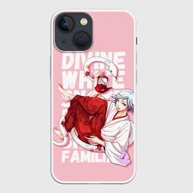 Чехол для iPhone 13 mini с принтом Divine white snake в Петрозаводске,  |  | akura | kamisama kiss | kitsune | mizuki | nanami | tomoe | yokai | акура | аниме | бог | боги | демон лис | демоны | ёкай | змея | йокай | кицуне | лис | мидзуки | мизуки | нанами | неко | очень приятно бог | томое | томоэ