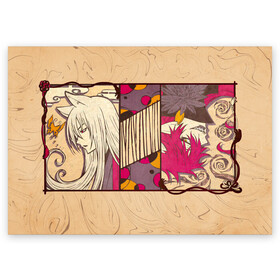 Поздравительная открытка с принтом Томоэ и Акира в Петрозаводске, 100% бумага | плотность бумаги 280 г/м2, матовая, на обратной стороне линовка и место для марки
 | akura | kamisama kiss | kitsune | mizuki | nanami | tomoe | yokai | акура | аниме | бог | боги | демон лис | демоны | ёкай | змея | йокай | кицуне | лис | мидзуки | мизуки | нанами | неко | очень приятно бог | томое | томоэ