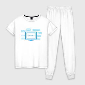 Женская пижама хлопок с принтом ПРОГРАММИСТ | КОДЕР (Z) в Петрозаводске, 100% хлопок | брюки и футболка прямого кроя, без карманов, на брюках мягкая резинка на поясе и по низу штанин | anonymus | cms | cod | css | hack | hacker | html | it | java | php | program | texture | www | айти | аноним | анонимус | взлом | код | кодер | кодинг | программа | программист | текстура | хак | хакер