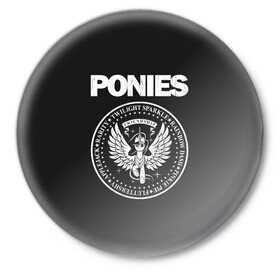 Значок с принтом Pony x Ramones в Петрозаводске,  металл | круглая форма, металлическая застежка в виде булавки | my little pony | ramones | дружба это чудо | единорог | единороги | май литл пони | мульт | мультфильм | рамонс | рок