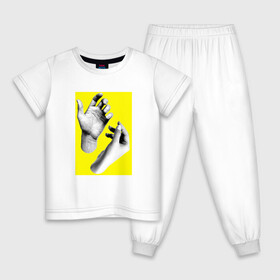 Детская пижама хлопок с принтом Монохромные руки в Петрозаводске, 100% хлопок |  брюки и футболка прямого кроя, без карманов, на брюках мягкая резинка на поясе и по низу штанин
 | белый | желтый | жест | жесты | ладонь | пальцы | фотография | человек | черный