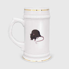 Кружка пивная с принтом Чёрная крыса в Петрозаводске,  керамика (Материал выдерживает высокую температуру, стоит избегать резкого перепада температур) |  объем 630 мл | rat | грызуны | животные | крысы | притомцы