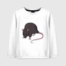 Детский лонгслив хлопок с принтом Чёрная крыса в Петрозаводске, 100% хлопок | круглый вырез горловины, полуприлегающий силуэт, длина до линии бедер | rat | грызуны | животные | крысы | притомцы