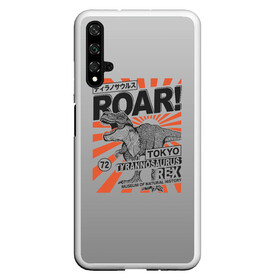 Чехол для Honor 20 с принтом ROAR Tokyo T-rex в Петрозаводске, Силикон | Область печати: задняя сторона чехла, без боковых панелей | dino | rex | roar | t rex | дино | динозавр | динозавры