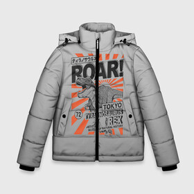 Зимняя куртка для мальчиков 3D с принтом ROAR Tokyo T-rex в Петрозаводске, ткань верха — 100% полиэстер; подклад — 100% полиэстер, утеплитель — 100% полиэстер | длина ниже бедра, удлиненная спинка, воротник стойка и отстегивающийся капюшон. Есть боковые карманы с листочкой на кнопках, утяжки по низу изделия и внутренний карман на молнии. 

Предусмотрены светоотражающий принт на спинке, радужный светоотражающий элемент на пуллере молнии и на резинке для утяжки | Тематика изображения на принте: dino | rex | roar | t rex | дино | динозавр | динозавры