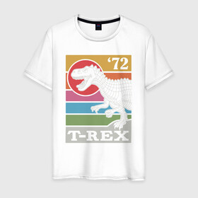 Мужская футболка хлопок с принтом T-rex Dino 72 в Петрозаводске, 100% хлопок | прямой крой, круглый вырез горловины, длина до линии бедер, слегка спущенное плечо. | dino | rex | roar | t rex | дино | динозавр | динозавры