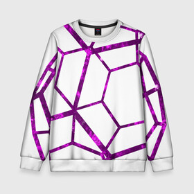 Детский свитшот 3D с принтом Hexagon в Петрозаводске, 100% полиэстер | свободная посадка, прямой крой, мягкая тканевая резинка на рукавах и понизу свитшота | hexagon | lines | purple | violet | линии | фиолетовый многоугольник | шестиугольник
