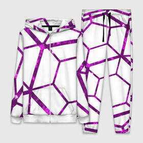 Женский костюм 3D с принтом Hexagon в Петрозаводске,  |  | hexagon | lines | purple | violet | линии | фиолетовый многоугольник | шестиугольник