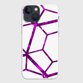 Чехол для iPhone 13 mini с принтом Hexagon в Петрозаводске,  |  | hexagon | lines | purple | violet | линии | фиолетовый многоугольник | шестиугольник