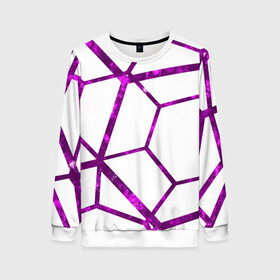 Женский свитшот 3D с принтом Hexagon в Петрозаводске, 100% полиэстер с мягким внутренним слоем | круглый вырез горловины, мягкая резинка на манжетах и поясе, свободная посадка по фигуре | hexagon | lines | purple | violet | линии | фиолетовый многоугольник | шестиугольник