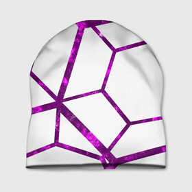 Шапка 3D с принтом Hexagon в Петрозаводске, 100% полиэстер | универсальный размер, печать по всей поверхности изделия | hexagon | lines | purple | violet | линии | фиолетовый многоугольник | шестиугольник