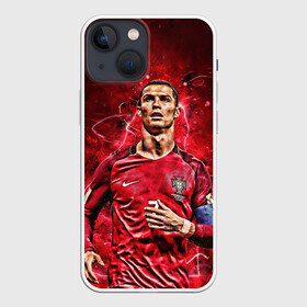 Чехол для iPhone 13 mini с принтом Cristiano Ronaldo (Portugal) в Петрозаводске,  |  | 7 | cr | cr7 | cristiano | fc | fifa | footbal | juventus | madrid | portugal | real | ronaldo | soccer | криштиану | лига | мяч | мячик | поле | португалия | роналду | спорт | форма | футбол | футболист | футбольная | футбольный | чемпион |