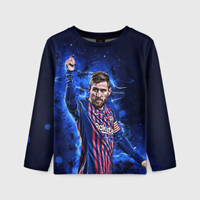 Детский лонгслив 3D с принтом Lionel Messi Barcelona 10 в Петрозаводске, 100% полиэстер | длинные рукава, круглый вырез горловины, полуприлегающий силуэт
 | Тематика изображения на принте: 10 | argentina | barcelona | fc | fifa | footbal | leo | lionel | messi | soccer | аргентина | барселона | лео | лига | лионель | месси | мяч | мячик | поле | спорт | форма | футбол | футболист | футбольная | футбольный | чемпион