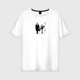 Женская футболка хлопок Oversize с принтом Leon в Петрозаводске, 100% хлопок | свободный крой, круглый ворот, спущенный рукав, длина до линии бедер
 | leon | винтаж | кино | леон | матильда | ретро | старый | фильм