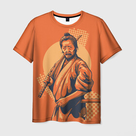 Мужская футболка 3D с принтом Самурай в Петрозаводске, 100% полиэфир | прямой крой, круглый вырез горловины, длина до линии бедер | Тематика изображения на принте: боевое искусство | буси | бусидо | искусство | самурай | феодалы | япония