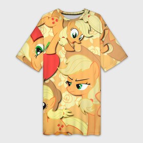 Платье-футболка 3D с принтом Applejack pattern в Петрозаводске,  |  | my little pony | дружба это чудо | единорог | единороги | май литл пони | мульт | мультфильм