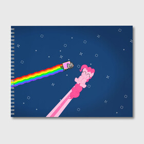 Альбом для рисования с принтом Nyan cat x Pony в Петрозаводске, 100% бумага
 | матовая бумага, плотность 200 мг. | my little pony | nyan cat | дружба это чудо | единорог | единороги | май литл пони | мульт | мультфильм | нян кэт