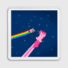 Магнит 55*55 с принтом Nyan cat x Pony в Петрозаводске, Пластик | Размер: 65*65 мм; Размер печати: 55*55 мм | my little pony | nyan cat | дружба это чудо | единорог | единороги | май литл пони | мульт | мультфильм | нян кэт