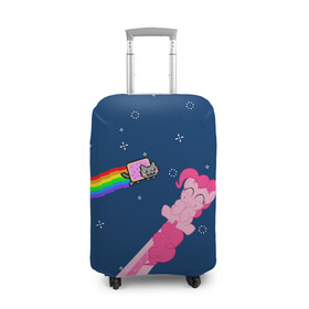 Чехол для чемодана 3D с принтом Nyan cat x Pony в Петрозаводске, 86% полиэфир, 14% спандекс | двустороннее нанесение принта, прорези для ручек и колес | my little pony | nyan cat | дружба это чудо | единорог | единороги | май литл пони | мульт | мультфильм | нян кэт