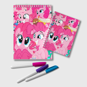 Блокнот с принтом Pinkie Pie pattern в Петрозаводске, 100% бумага | 48 листов, плотность листов — 60 г/м2, плотность картонной обложки — 250 г/м2. Листы скреплены удобной пружинной спиралью. Цвет линий — светло-серый
 | my little pony | дружба это чудо | единорог | единороги | май литл пони | мульт | мультфильм