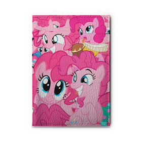 Обложка для автодокументов с принтом Pinkie Pie pattern в Петрозаводске, натуральная кожа |  размер 19,9*13 см; внутри 4 больших “конверта” для документов и один маленький отдел — туда идеально встанут права | Тематика изображения на принте: my little pony | дружба это чудо | единорог | единороги | май литл пони | мульт | мультфильм