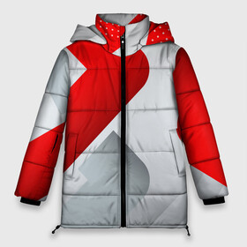 Женская зимняя куртка Oversize с принтом 3D SPORT STYLE RED  WHITE в Петрозаводске, верх — 100% полиэстер; подкладка — 100% полиэстер; утеплитель — 100% полиэстер | длина ниже бедра, силуэт Оверсайз. Есть воротник-стойка, отстегивающийся капюшон и ветрозащитная планка. 

Боковые карманы с листочкой на кнопках и внутренний карман на молнии | 3d | 3д | sport | абстракция | линии | паттерн | соты | спортивный стиль | текстуры