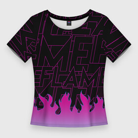 Женская футболка 3D Slim с принтом РОЗОВОЕ ПЛАМЯ  PINK FLAME в Петрозаводске,  |  | cyber | fire | flamer | purple | горячий | лето | неон | нитро | огонь | стиль | тренд | языки пламени | яркий