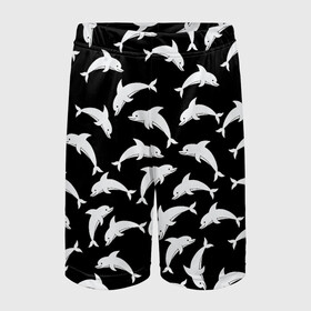 Детские спортивные шорты 3D с принтом Дельфиновый фон Dolphin в Петрозаводске,  100% полиэстер
 | пояс оформлен широкой мягкой резинкой, ткань тянется
 | Тематика изображения на принте: dolphin | дельфин | дельфиновый фон | дельфины | косатка | морской житель | пляжная