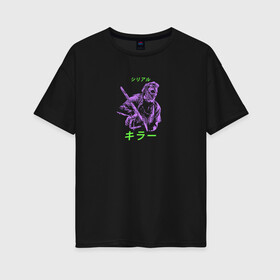 Женская футболка хлопок Oversize с принтом Serial killer  в Петрозаводске, 100% хлопок | свободный крой, круглый ворот, спущенный рукав, длина до линии бедер
 | serial killer | техасская резня бензопилой | ужас | хоррор