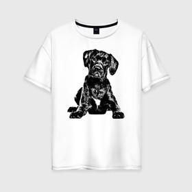 Женская футболка хлопок Oversize с принтом Собака в Петрозаводске, 100% хлопок | свободный крой, круглый ворот, спущенный рукав, длина до линии бедер
 | doggy | puppy | домашнее животное | собака | щенок
