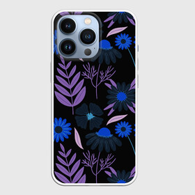 Чехол для iPhone 13 Pro с принтом Цветы и листья в Петрозаводске,  |  | васильки | листья | полевые цветы | ромашки | текстуры | узор | фиолетовые листья | цветы | цветы и листья