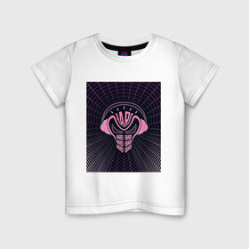 Детская футболка хлопок с принтом HARDBASS SKULL в Петрозаводске, 100% хлопок | круглый вырез горловины, полуприлегающий силуэт, длина до линии бедер | music | pink | purple | retrowave | музыка | неоновая | ретро | розовый | стиль | тренд | череп в наушниках | яркий