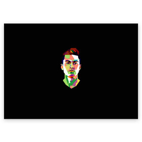 Поздравительная открытка с принтом Paulo Dybala Pop Art в Петрозаводске, 100% бумага | плотность бумаги 280 г/м2, матовая, на обратной стороне линовка и место для марки
 | Тематика изображения на принте: art | champion | dybala | football | form | institute | juventus | palermo | paulo | player | pop | soccer | uniform | дибала | институто | легенда | палермо | пауло | форма | футбол | футбола | футболист | чемпион | ювентус