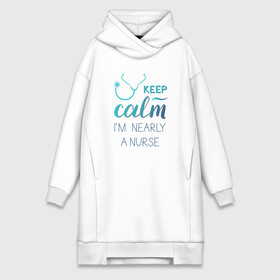 Платье-худи хлопок с принтом Keep calm в Петрозаводске,  |  | keep calm | nurse | бирюзовый | медсестра | фонендоскоп