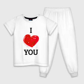 Детская пижама хлопок с принтом I LOVE YOU | HEART (Z) в Петрозаводске, 100% хлопок |  брюки и футболка прямого кроя, без карманов, на брюках мягкая резинка на поясе и по низу штанин
 | affection | cardiac | fondness | heart | i love you | love | loving | другу | любимая | любмый | любовь | любоф | любофф | любофь | надписи | надпись | подарок | подруге | сердечко | сердце | сердцевина | сердчишко | я тебя люблю