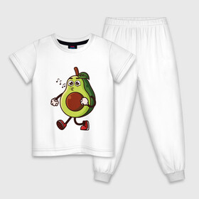 Детская пижама хлопок с принтом Авокадо поет в Петрозаводске, 100% хлопок |  брюки и футболка прямого кроя, без карманов, на брюках мягкая резинка на поясе и по низу штанин
 | Тематика изображения на принте: avocado | cute | fruit | авокадо | милый | музыка | фрукт