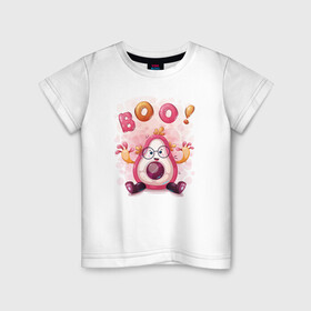Детская футболка хлопок с принтом Авокадо boo! в Петрозаводске, 100% хлопок | круглый вырез горловины, полуприлегающий силуэт, длина до линии бедер | avocado | boo | cute | fruit | авокадо | милый | музыка | фрукт