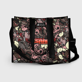 Сумка-шоппер 3D с принтом Binding of Isaac Stickerbomb в Петрозаводске, 100% полиэстер | застегивается на металлическую кнопку; внутренний карман застегивается на молнию. Стенки укреплены специальным мягким материалом, чтобы защитить содержимое от несильных ударов
 | afterbirth | art | boss | game | gaming | pattern | roguelike | rpg | steam | stickerbombing | the binding of isaac | арт | графика | жертвоприношение исаака | игра | изаак | иллюстрация | паттерн | рисунки | рисунок | рогалик | стикербомбин