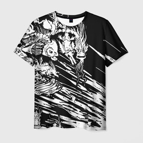 Мужская футболка 3D с принтом Морские чудовища в Петрозаводске, 100% полиэфир | прямой крой, круглый вырез горловины, длина до линии бедер | Тематика изображения на принте: дракон | кости | монстр | рыба | скелет | страшный | череп | чудовище