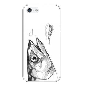 Чехол для iPhone 5/5S матовый с принтом рыбка в Петрозаводске, Силикон | Область печати: задняя сторона чехла, без боковых панелей | ocean | sea | sea animal | графика | лосось | море | океан | рисунок рыбы | рыба | рыбалка | селедка | форель