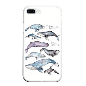 Чехол для iPhone 7Plus/8 Plus матовый с принтом киты в Петрозаводске, Силикон | Область печати: задняя сторона чехла, без боковых панелей | Тематика изображения на принте: ocean | sea | киты | море | морской принт | морской фон | океан | паттерн | рыбы | текстуры