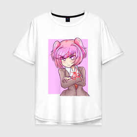 Мужская футболка хлопок Oversize с принтом Angry Natsuki в Петрозаводске, 100% хлопок | свободный крой, круглый ворот, “спинка” длиннее передней части | anime | game | games | monika | natsuki | sayori | yuri | аниме | визуальный роман | доки доки | игра | игры | литературный клуб | моника | нацуки | саёри | юри