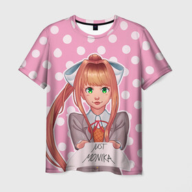 Мужская футболка 3D с принтом Monika Pop Art в Петрозаводске, 100% полиэфир | прямой крой, круглый вырез горловины, длина до линии бедер | anime | game | games | monika | natsuki | sayori | yuri | аниме | визуальный роман | доки доки | игра | игры | литературный клуб | моника | нацуки | саёри | юри