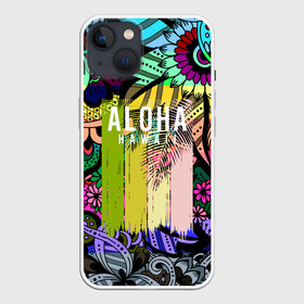 Чехол для iPhone 13 с принтом АЛОХА ГАВАЙИ | ALOHA HAWAII в Петрозаводске,  |  | Тематика изображения на принте: aloha | hawaii | гаваи | гаваии | гавайи | доски | лето | море | паттерн | серфинг | текстура | цветы