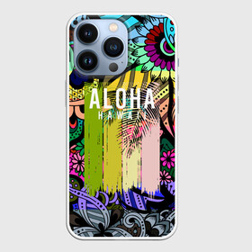 Чехол для iPhone 13 Pro с принтом АЛОХА ГАВАЙИ | ALOHA HAWAII в Петрозаводске,  |  | Тематика изображения на принте: aloha | hawaii | гаваи | гаваии | гавайи | доски | лето | море | паттерн | серфинг | текстура | цветы