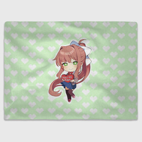 Плед 3D с принтом Chibi Monika в Петрозаводске, 100% полиэстер | закругленные углы, все края обработаны. Ткань не мнется и не растягивается | Тематика изображения на принте: ddlc | doki doki literature club | monika | моника