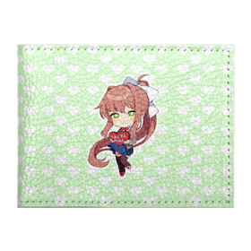 Обложка для студенческого билета с принтом Chibi Monika в Петрозаводске, натуральная кожа | Размер: 11*8 см; Печать на всей внешней стороне | Тематика изображения на принте: ddlc | doki doki literature club | monika | моника