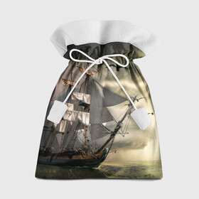 Подарочный 3D мешок с принтом Парусник в Петрозаводске, 100% полиэстер | Размер: 29*39 см | гроза | живопись | корабль | море | парусник | старинный | чайки
