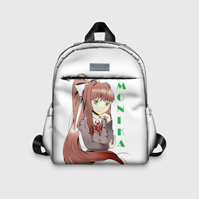 Детский рюкзак 3D с принтом Doki Doki MONIKA в Петрозаводске, 100% полиэстер | лямки с регулируемой длиной, сверху петелька, чтобы рюкзак можно было повесить на вешалку. Основное отделение закрывается на молнию, как и внешний карман. Внутри дополнительный карман. По бокам два дополнительных кармашка | Тематика изображения на принте: anime | doki doki literature club | monika | natsuki | sayori | yuri | аниме | доки доки | доки доки литературный клуб | моника | нацуки | саёри | юри